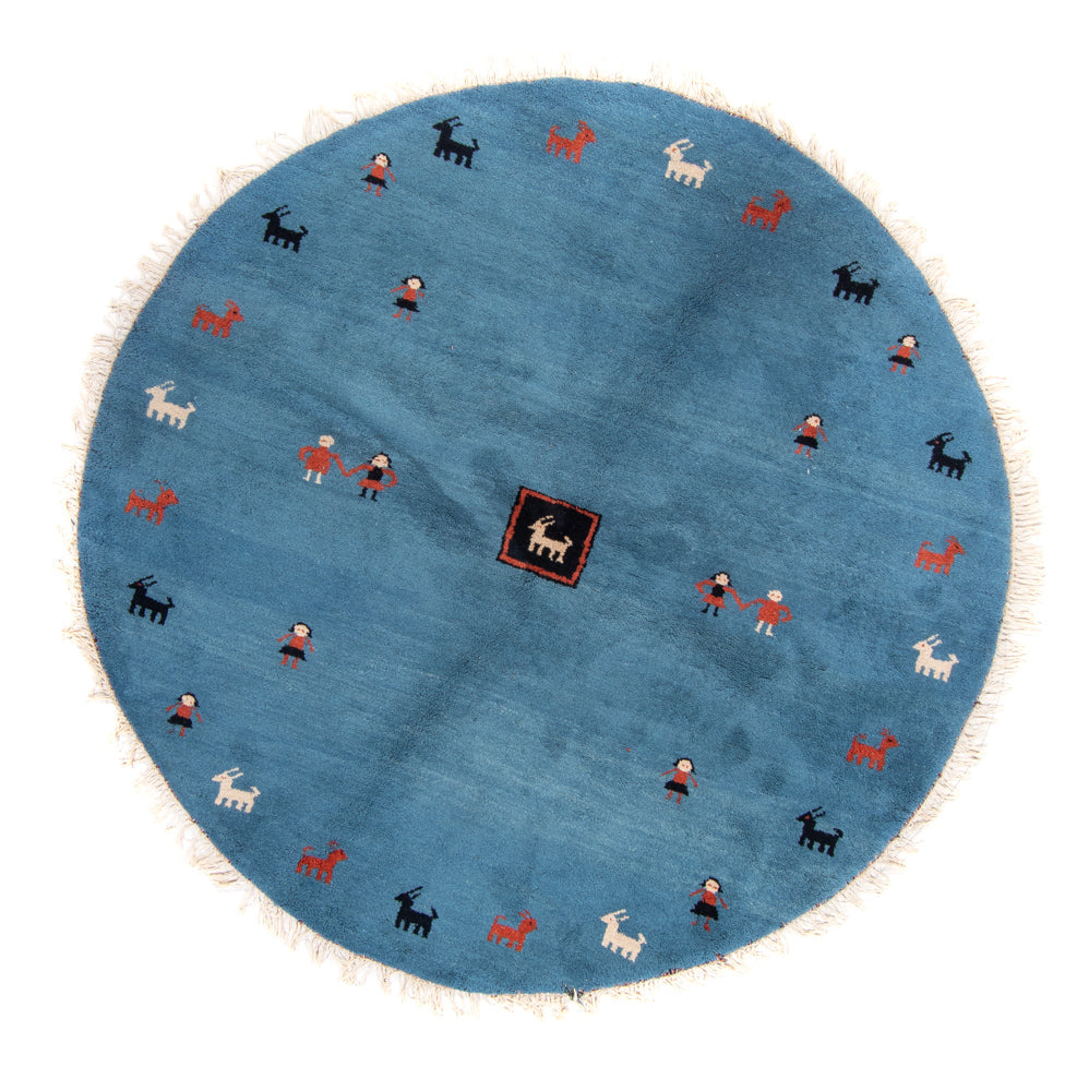 Gabbeh Teppich - Indus rund - 195 x 195 cm - blau
