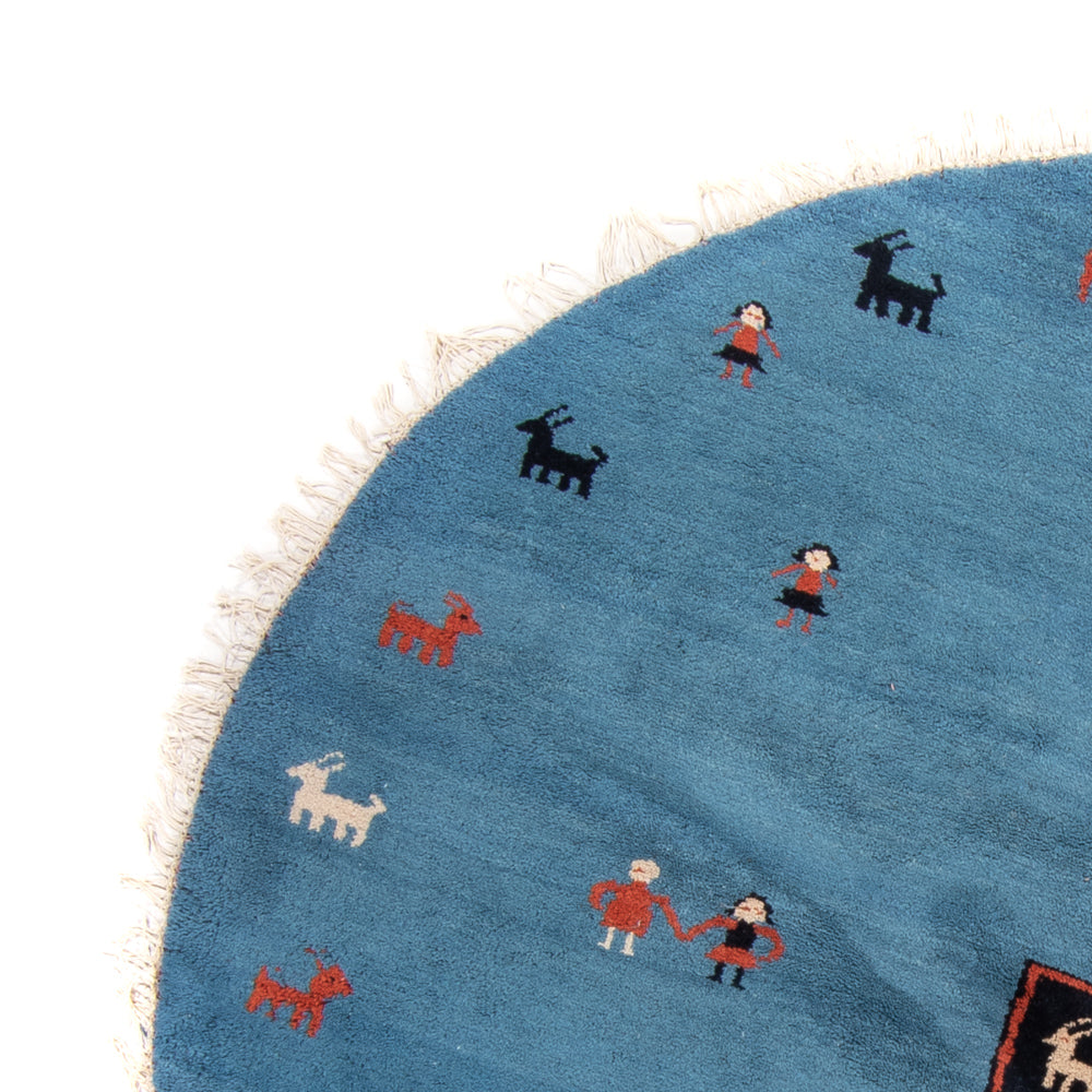 Gabbeh Teppich - Indus rund - 195 x 195 cm - blau