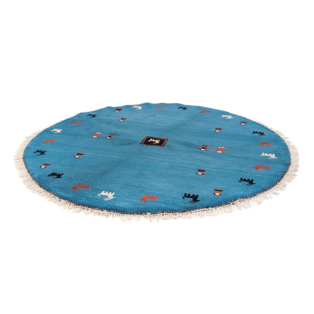 Gabbeh Teppich - Indus rund - 195 x 195 cm - blau