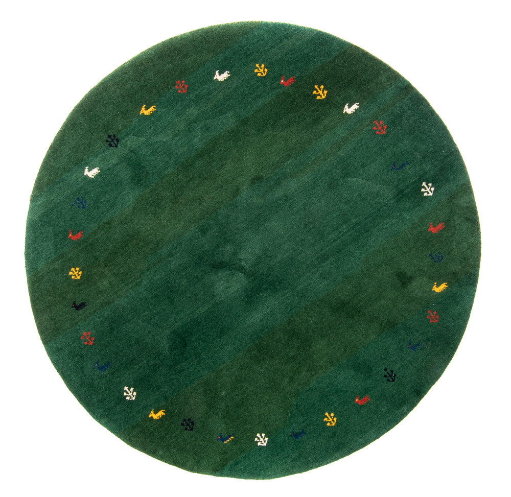 Gabbeh Teppich - Indus rund - 194 x 194 cm - grün