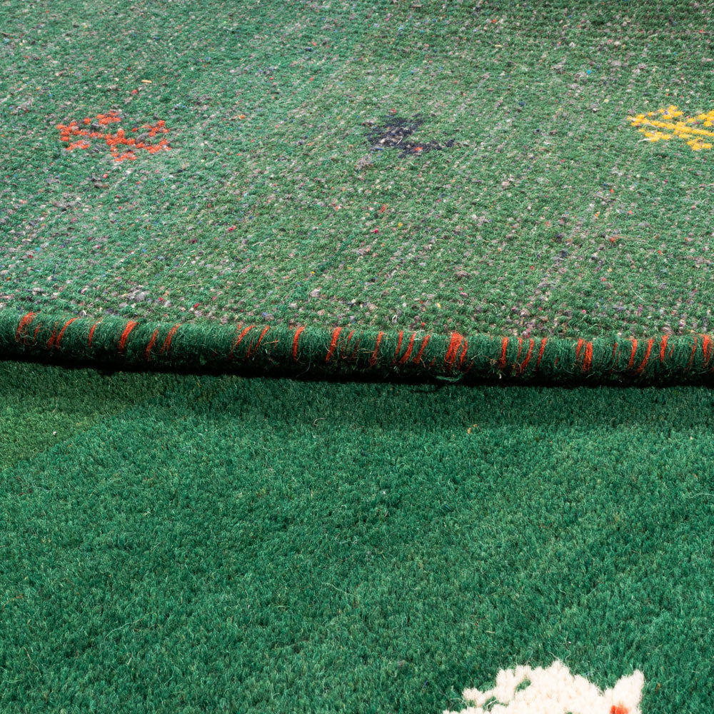 Gabbeh Teppich - Indus rund - 194 x 194 cm - grün