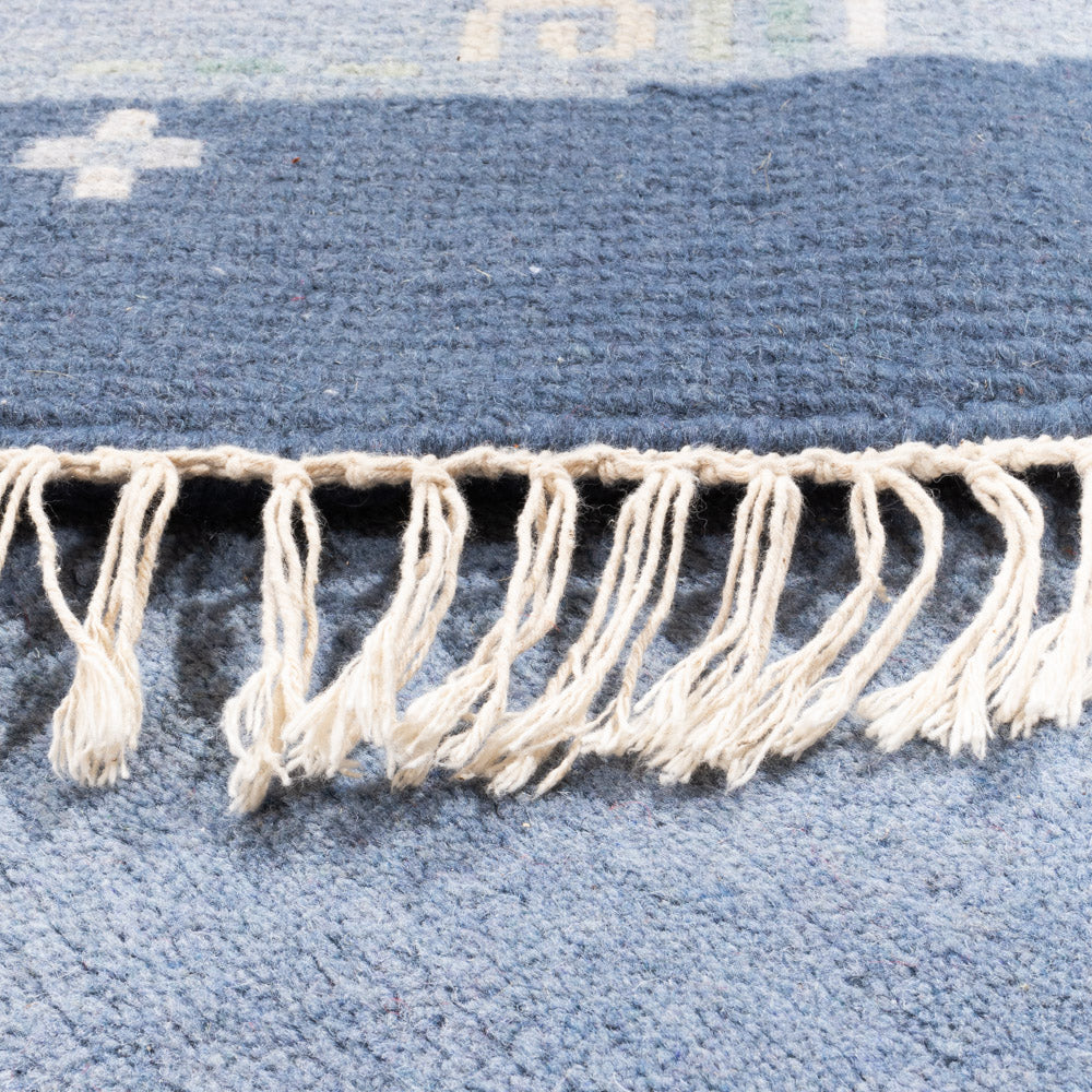 Nepal Teppich rund  - 197 x 197 cm - blau