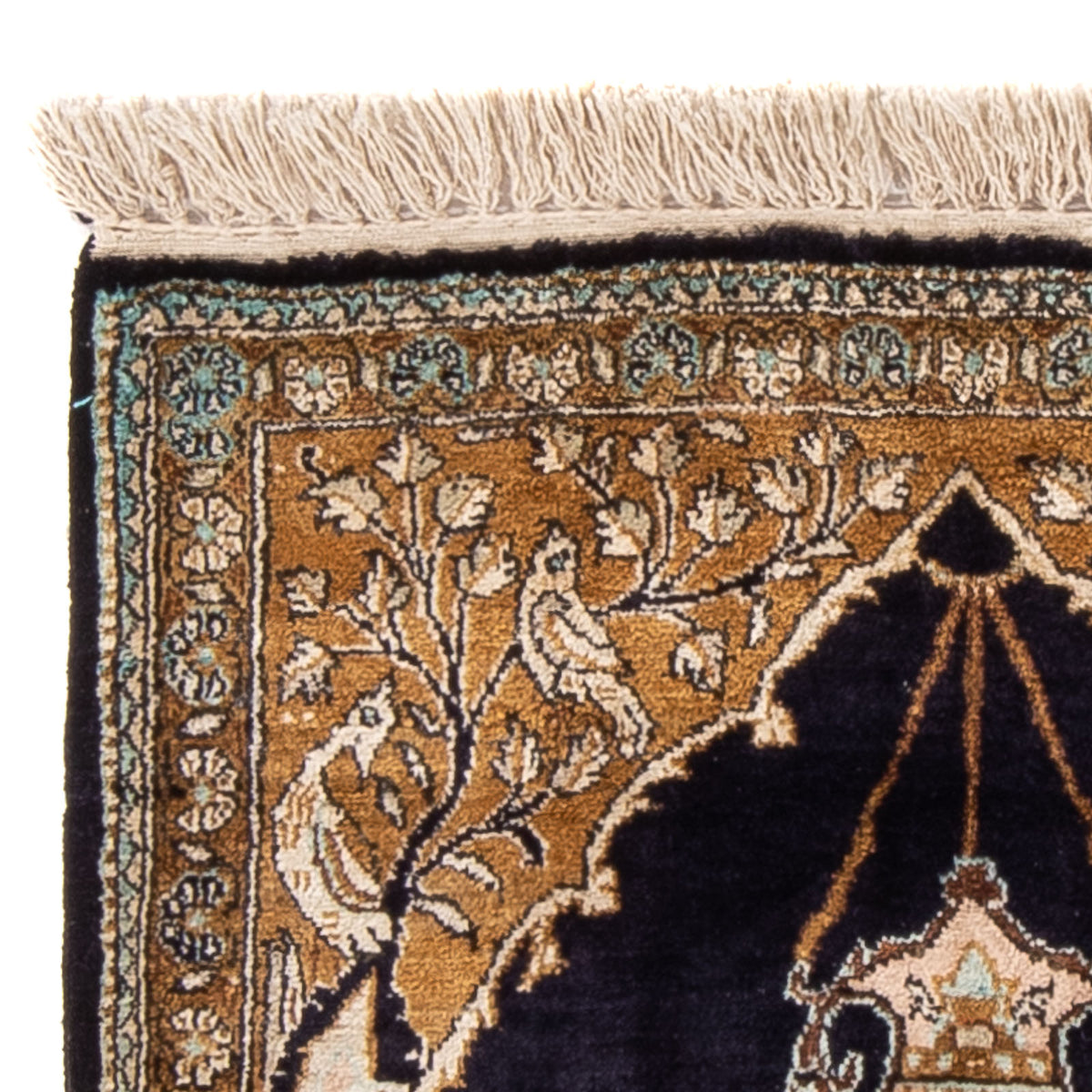 Seidenteppich - Ghom Seide - Premium - 72 x 57 cm - dunkelblau
