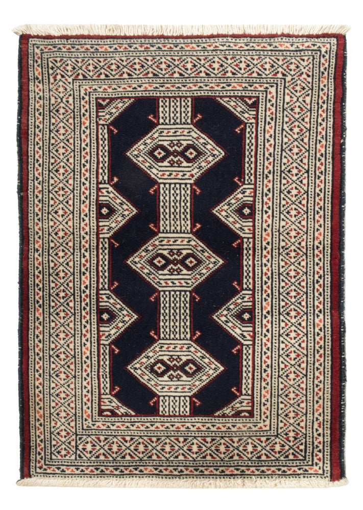Turkaman Teppich - 87 x 64 cm - dunkelblau