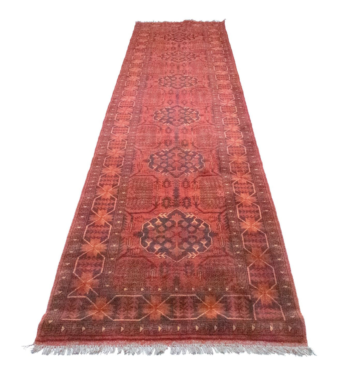 Afghan Teppich - Kunduz 390 x 82 cm - rot