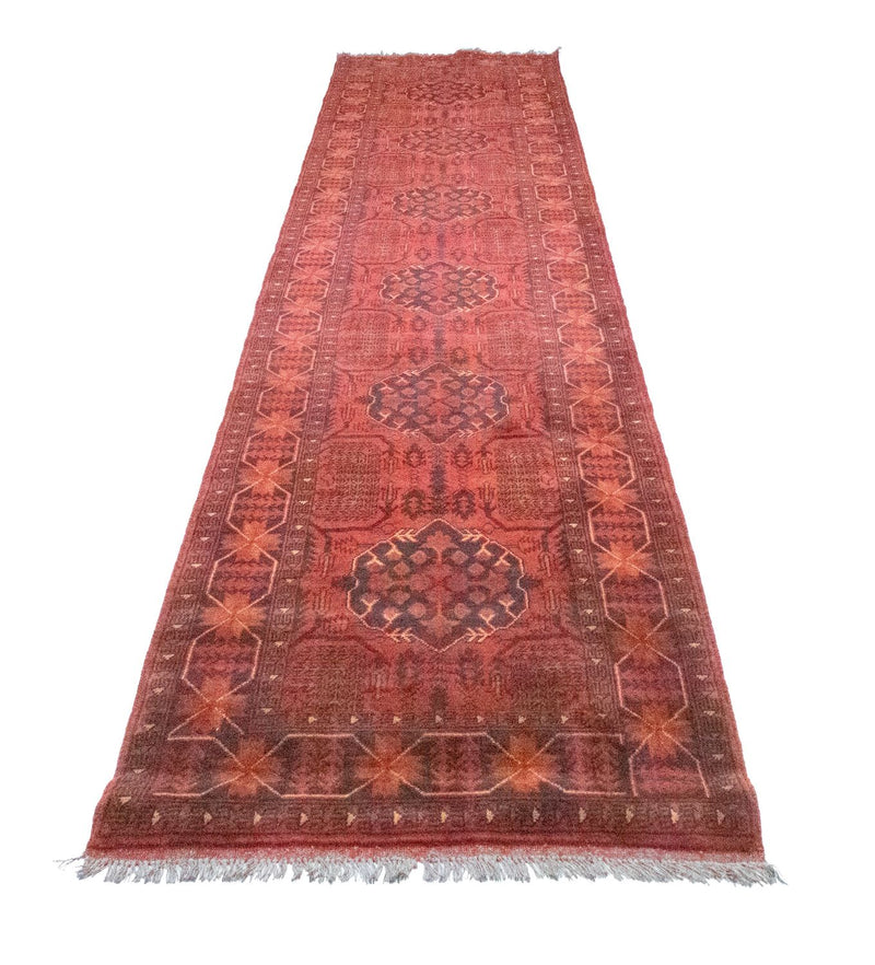 Afghan Teppich - Kunduz 390 x 82 cm - rot
