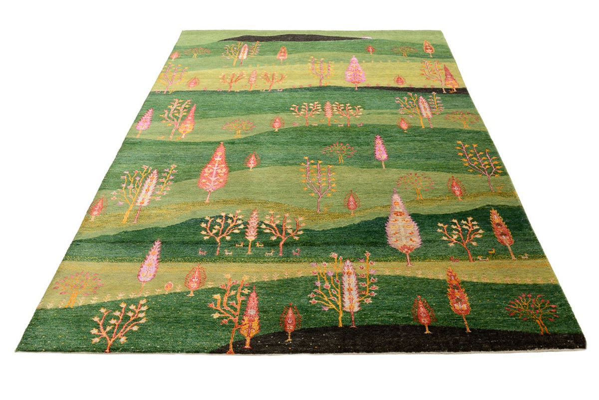Gabbeh Teppich - Loribaft Indus - 247 x 172 cm - grün