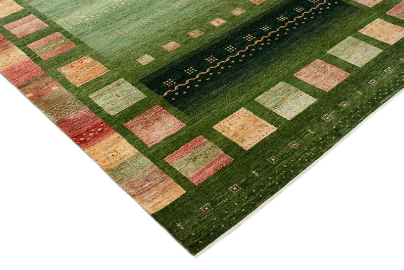 Gabbeh Teppich - Loribaft Indus - 308 x 205 cm - grün