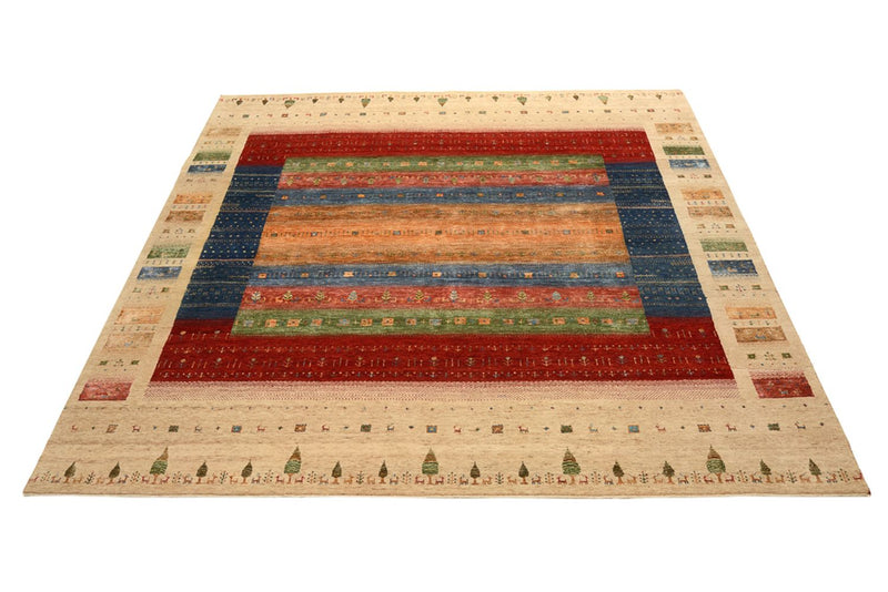 Gabbeh Teppich - Loribaft Indus quadratisch  - 253 x 246 cm - mehrfarbig