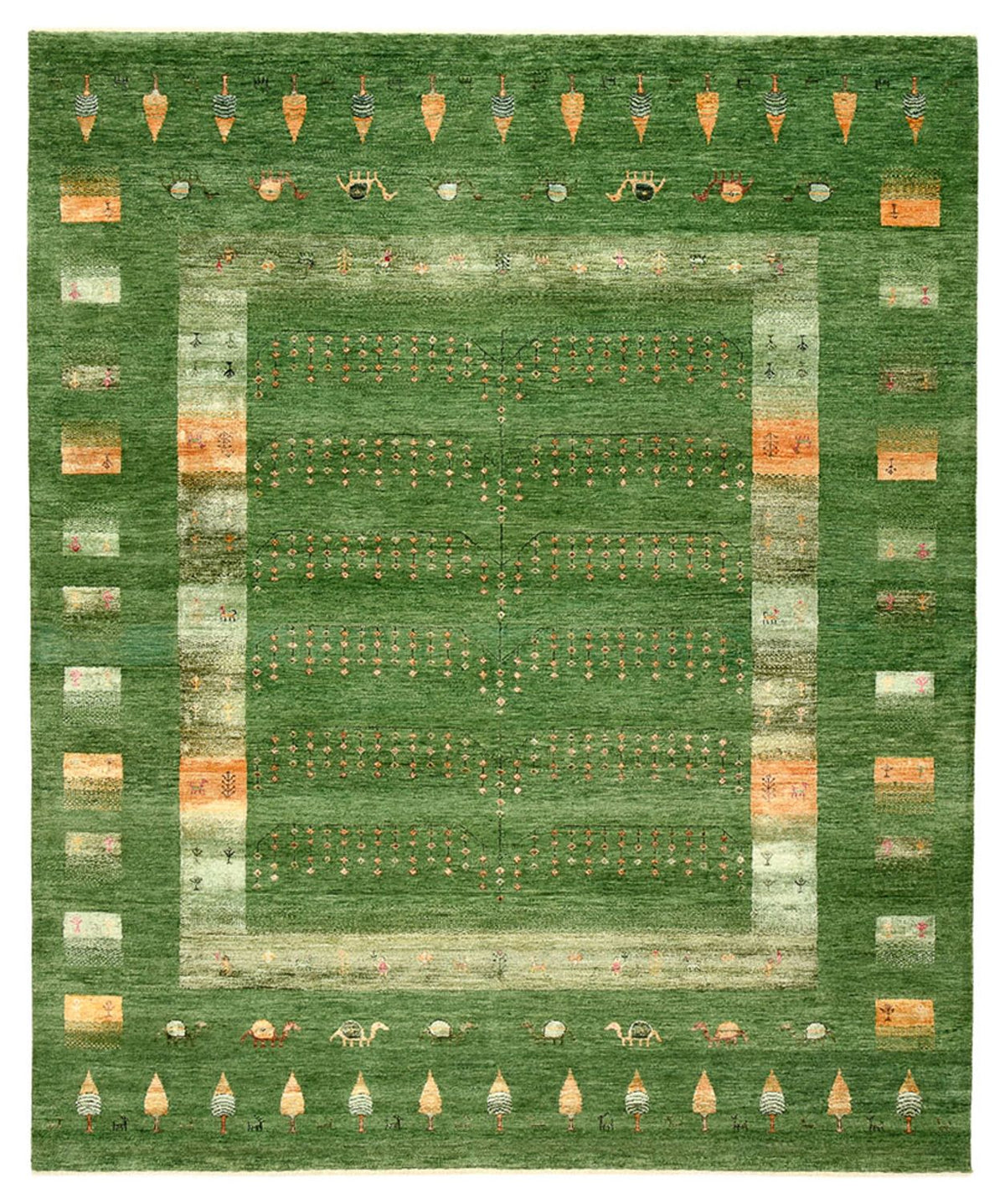 Gabbeh Teppich - Loribaft Indus - 246 x 206 cm - grün