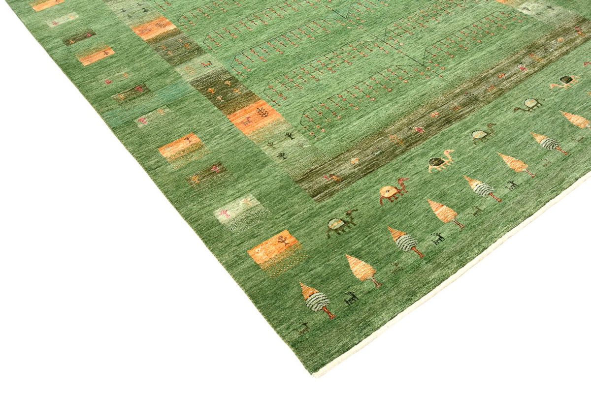 Gabbeh Teppich - Loribaft Indus - 246 x 206 cm - grün