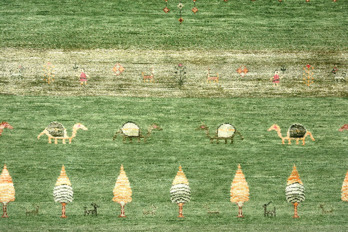 Gabbeh Teppich - Loribaft Indus - 246 x 206 cm - grün