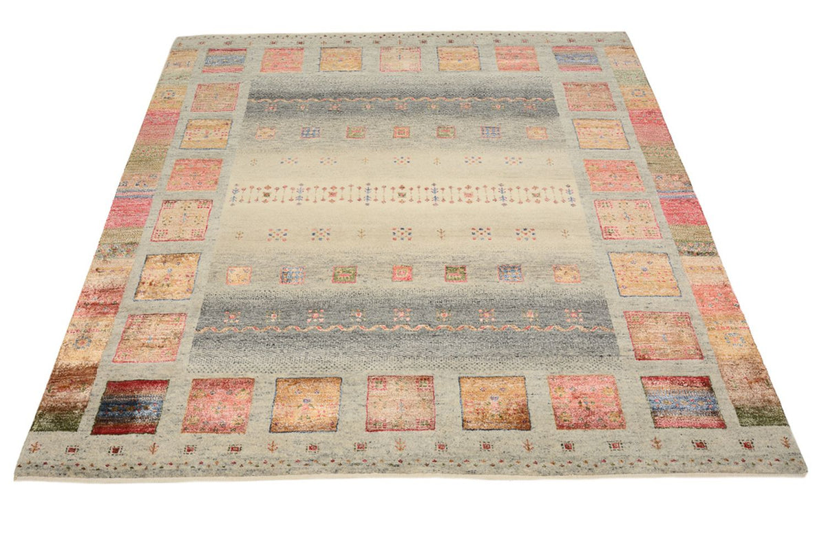 Gabbeh Teppich - Loribaft Indus quadratisch  - 156 x 156 cm - dunkelbeige