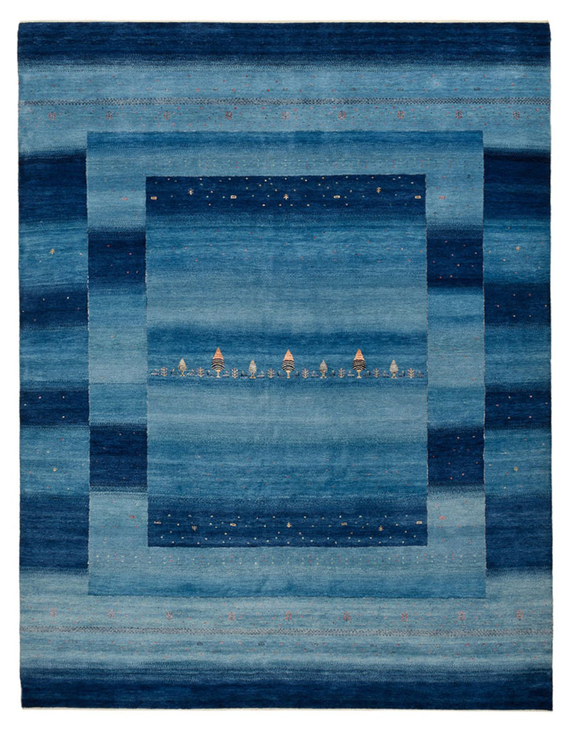 Gabbeh Teppich - Loribaft Indus - 329 x 253 cm - seeblau