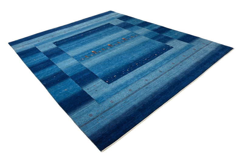 Gabbeh Teppich - Loribaft Indus - 299 x 250 cm - seeblau