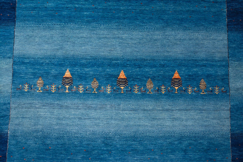 Gabbeh Teppich - Loribaft Indus - 299 x 250 cm - seeblau