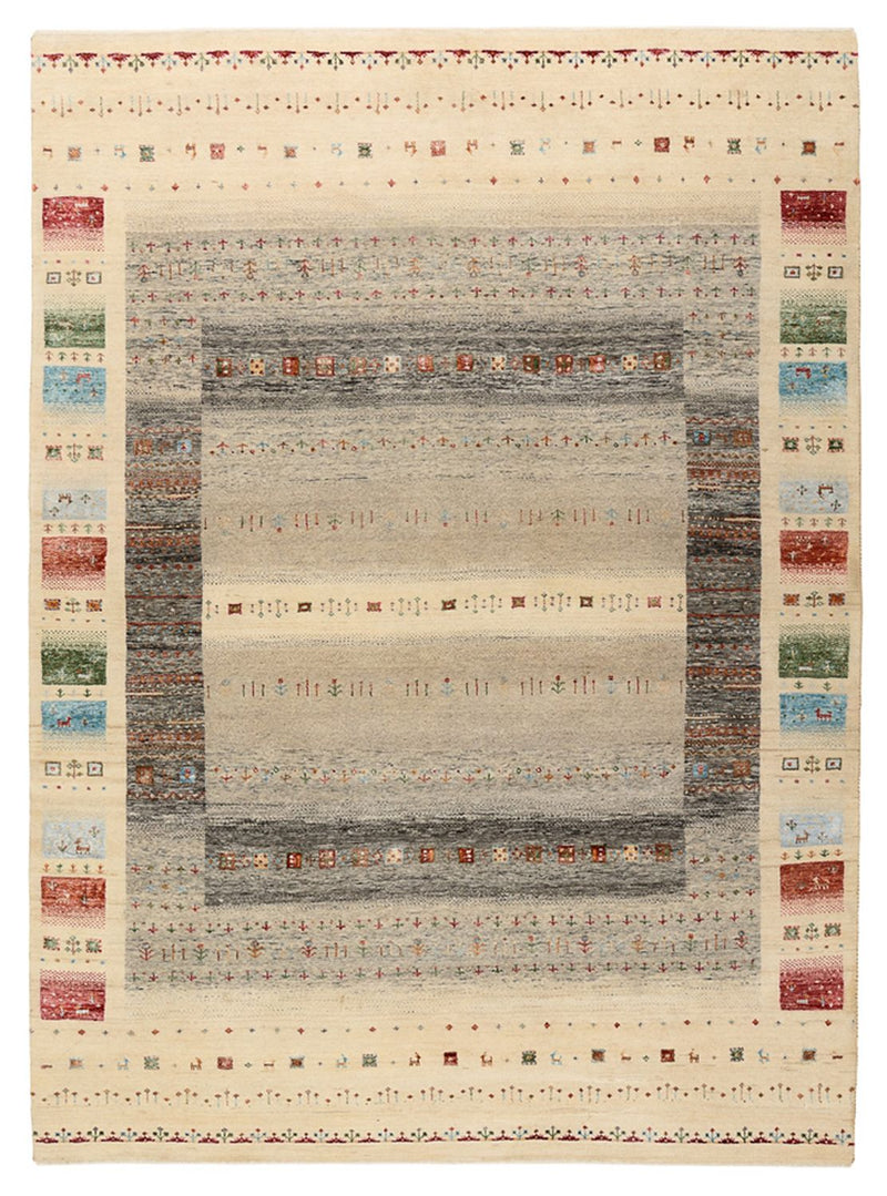 Gabbeh Teppich - Loribaft Indus - 244 x 177 cm - hellbeige