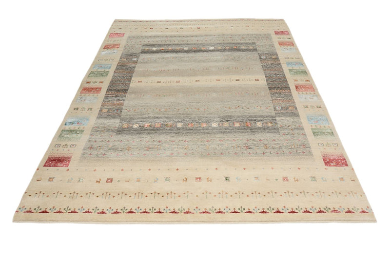 Gabbeh Teppich - Loribaft Indus - 244 x 177 cm - hellbeige