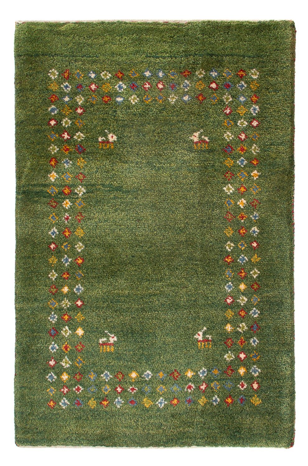 Gabbeh Teppich - Perser - 89 x 62 cm - seegrün