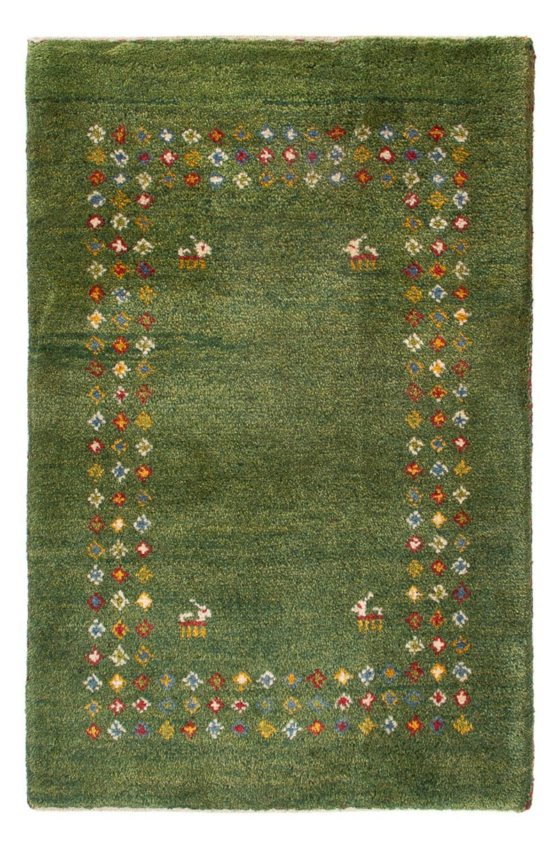 Gabbeh Teppich - Perser - 89 x 62 cm - seegrün