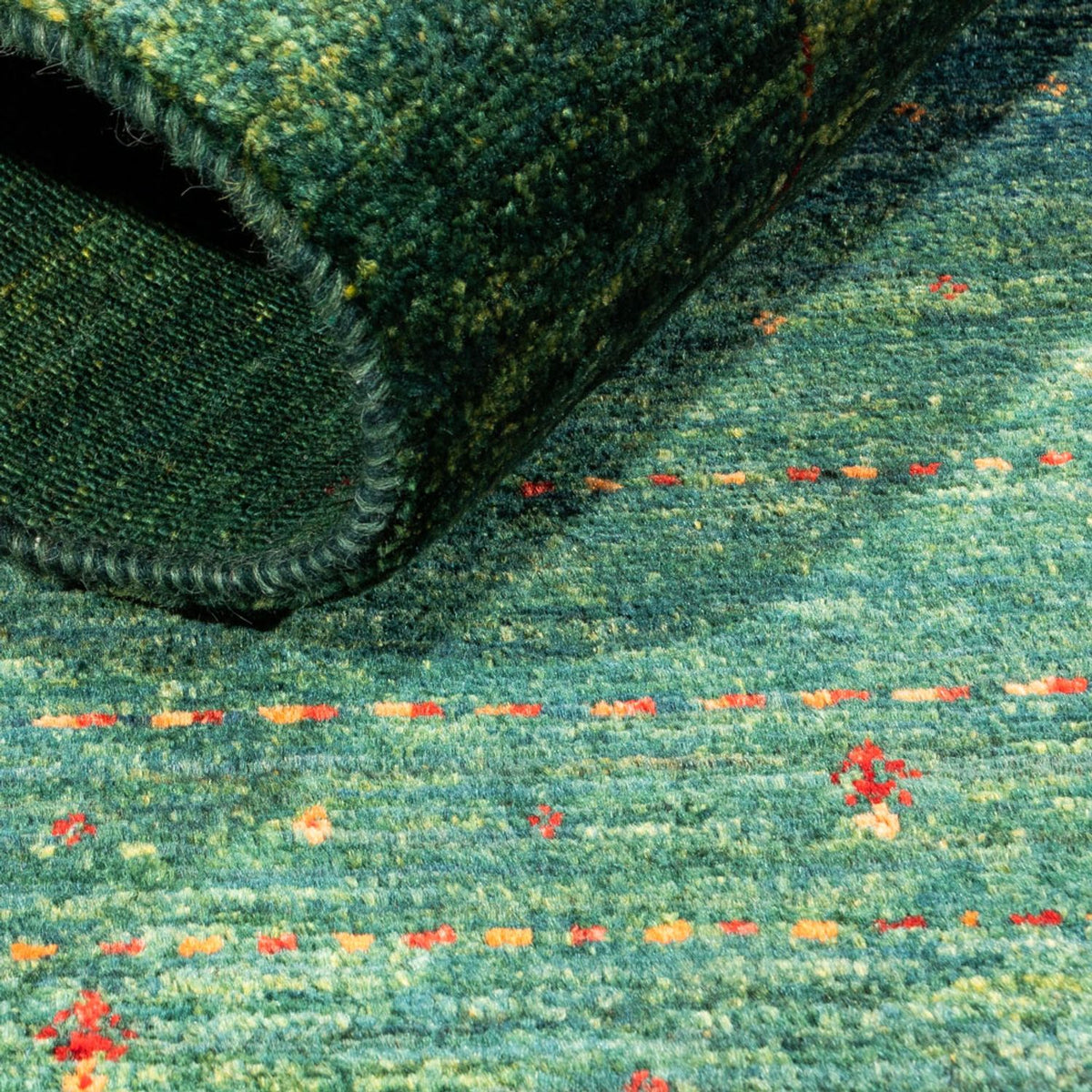 Gabbeh Teppich - Loribaft Perser - 129 x 82 cm - grün