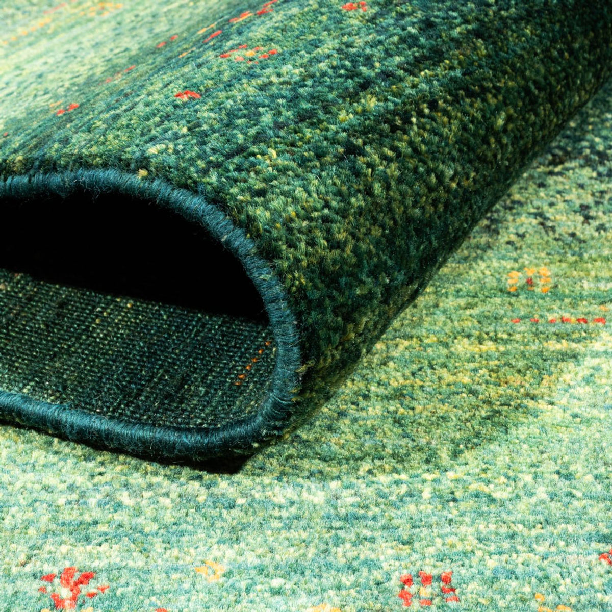 Gabbeh Teppich - Loribaft Perser - 188 x 124 cm - grün