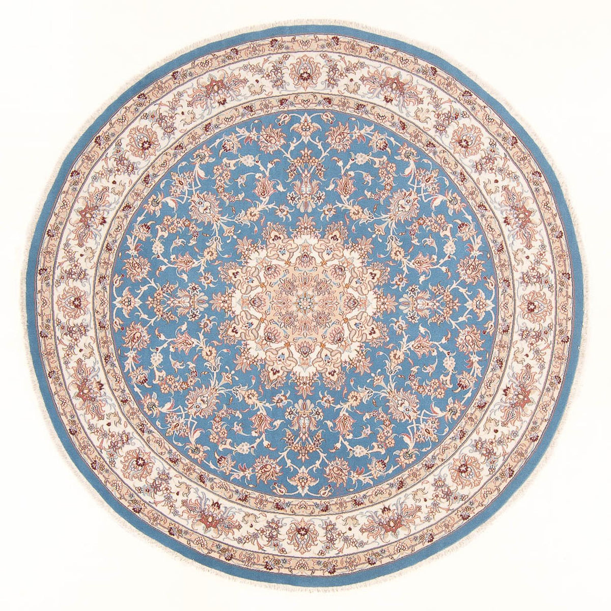 Perserteppich - Täbriz - Royal rund  - 200 x 200 cm - hellblau