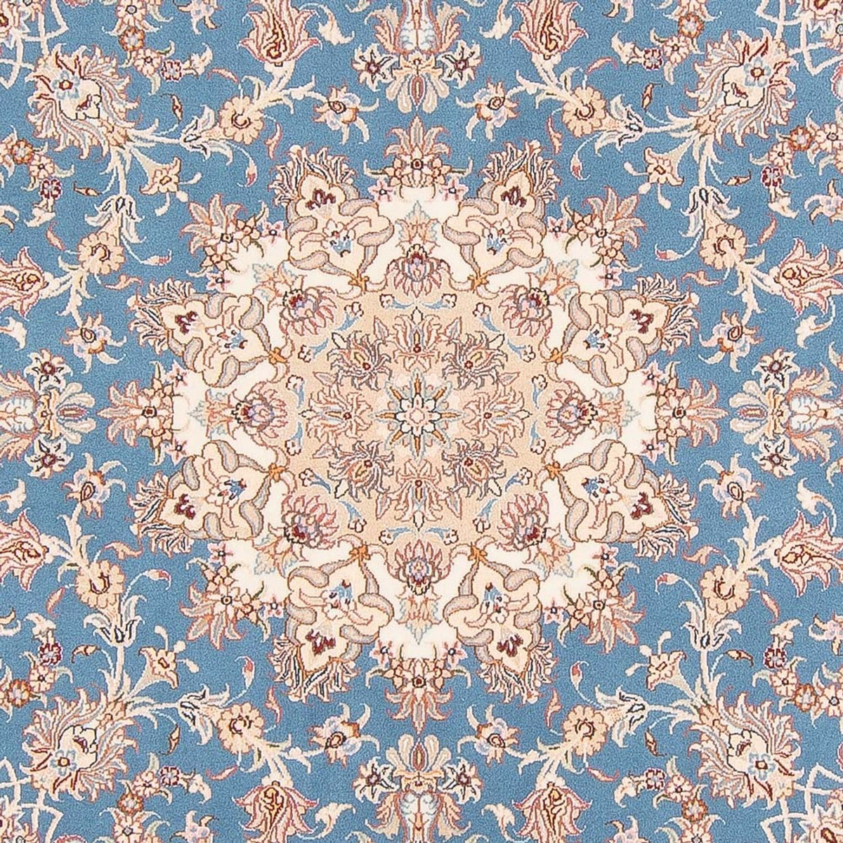 Perserteppich - Täbriz - Royal rund  - 200 x 200 cm - hellblau