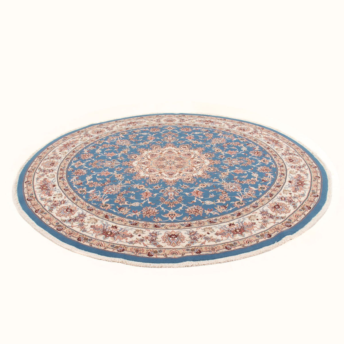 Perserteppich - Täbriz - Royal rund  - 200 x 200 cm - hellblau