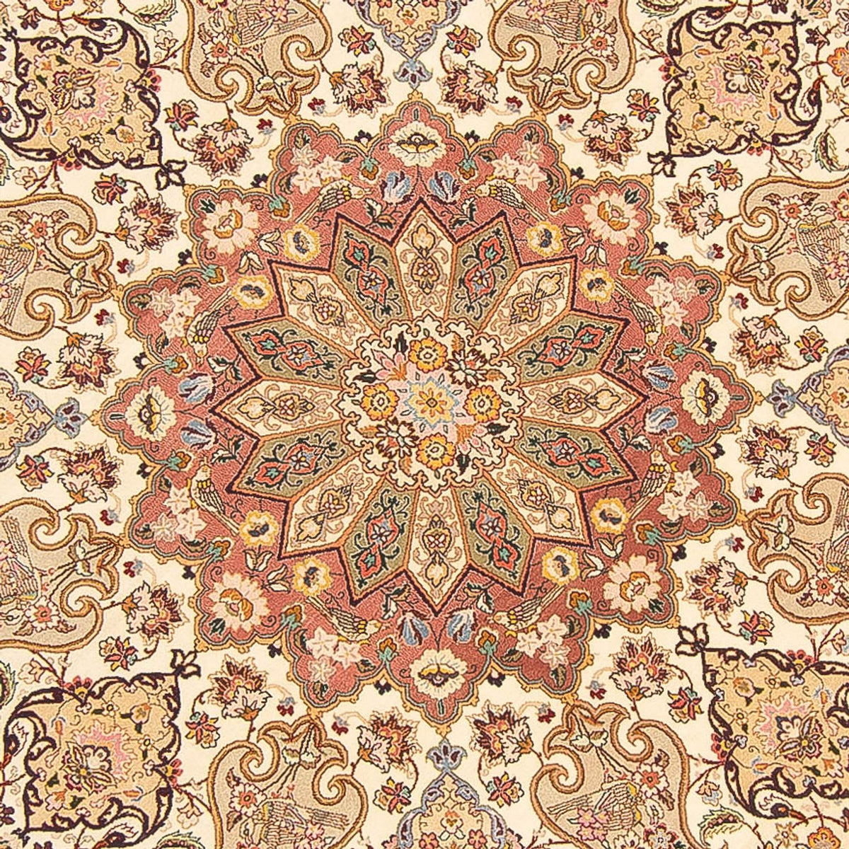 Perserteppich - Täbriz - Royal rund  - 200 x 200 cm - creme