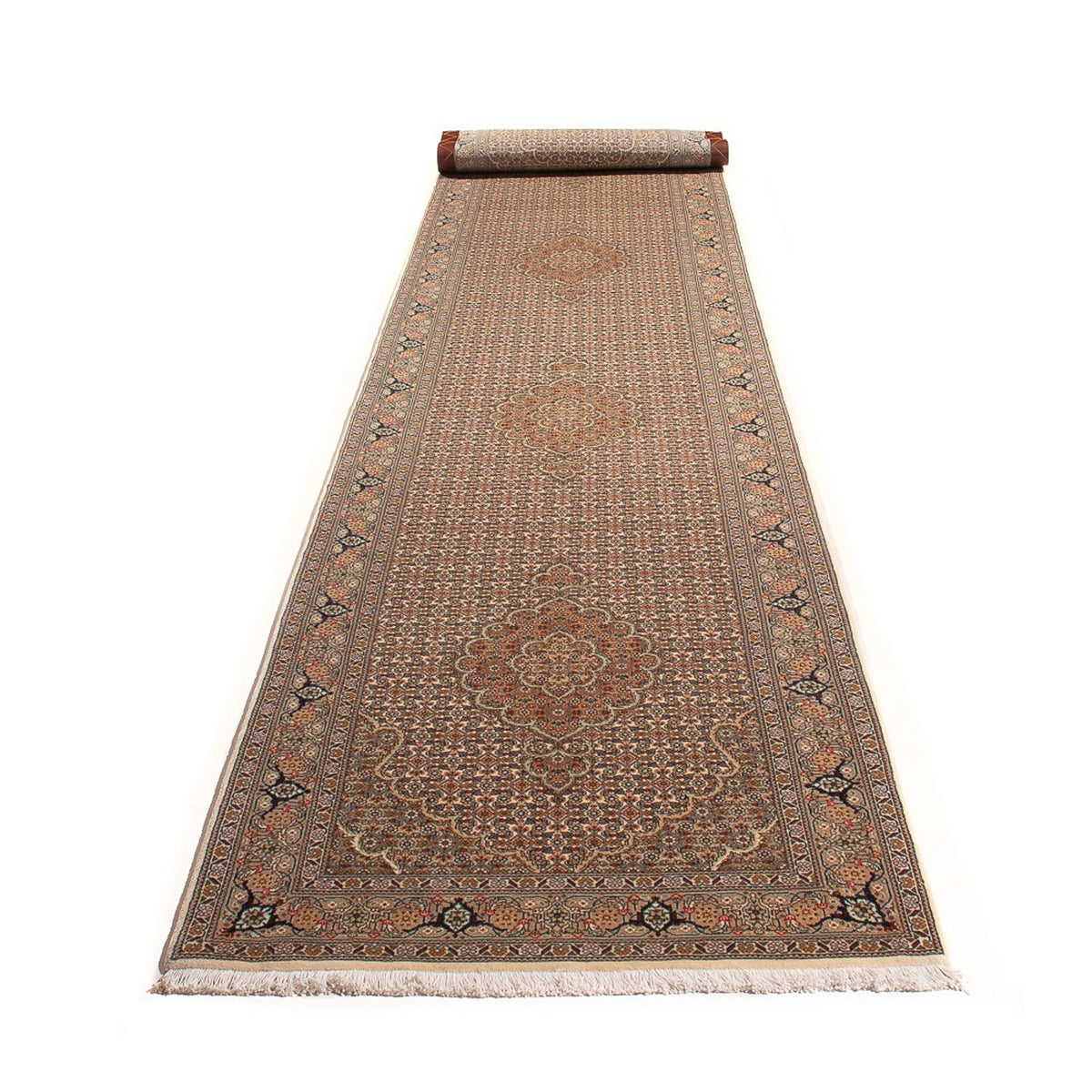 Läufer Perser - Täbriz - Royal - 403 x 82 cm - beige