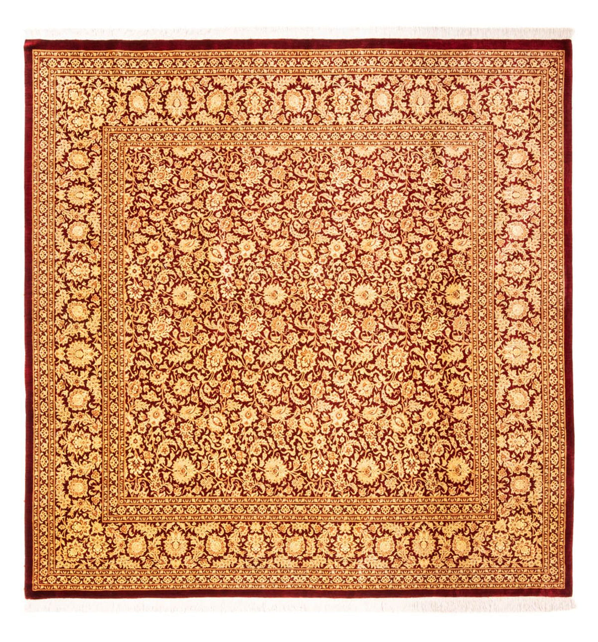 Seidenteppich - Ghom Seide - Premium quadratisch - 200 x 200 cm - gold