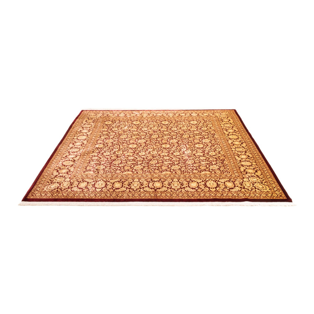 Seidenteppich - Ghom Seide - Premium quadratisch - 200 x 200 cm - gold