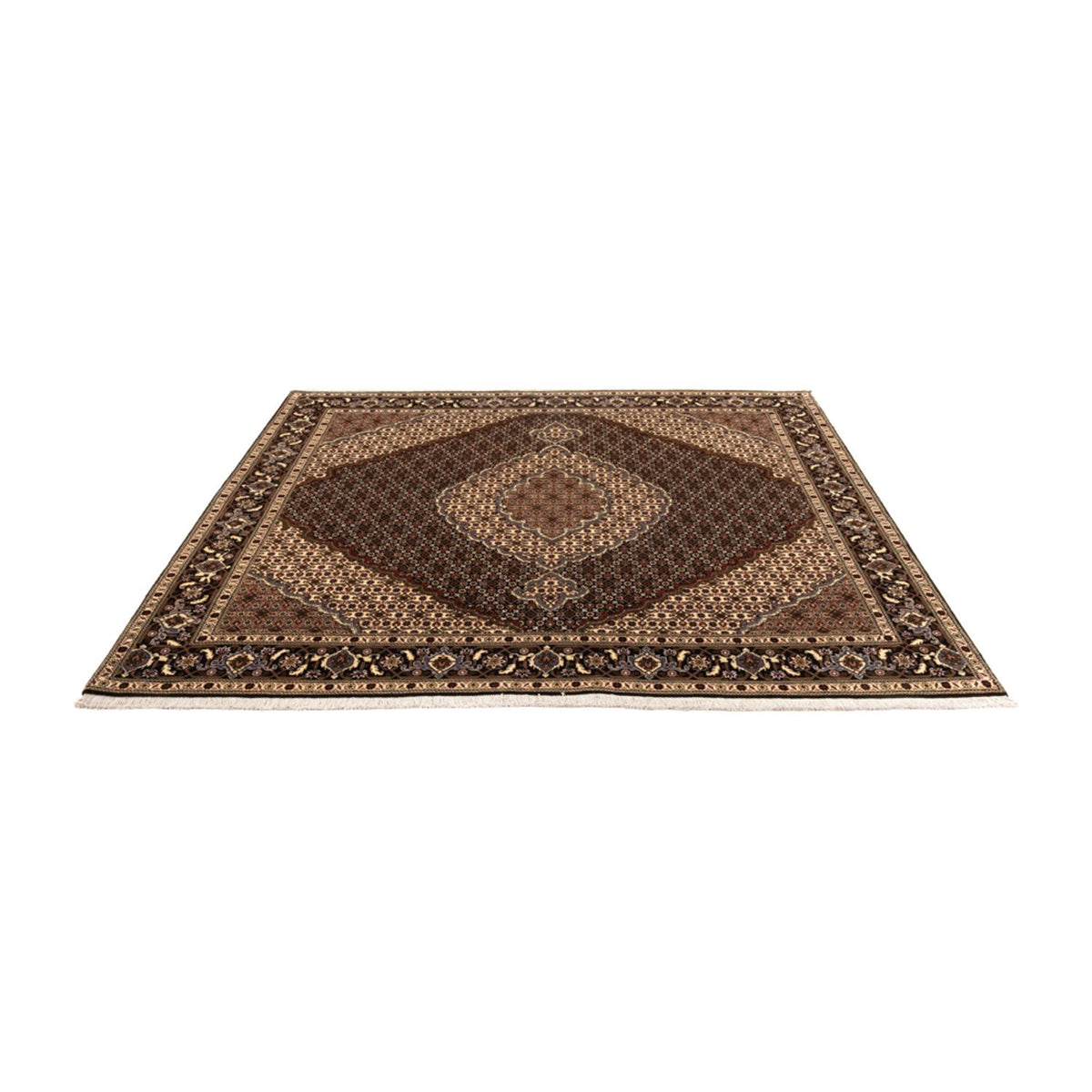 Perserteppich - Täbriz - Royal quadratisch  - 203 x 198 cm - dunkelbeige