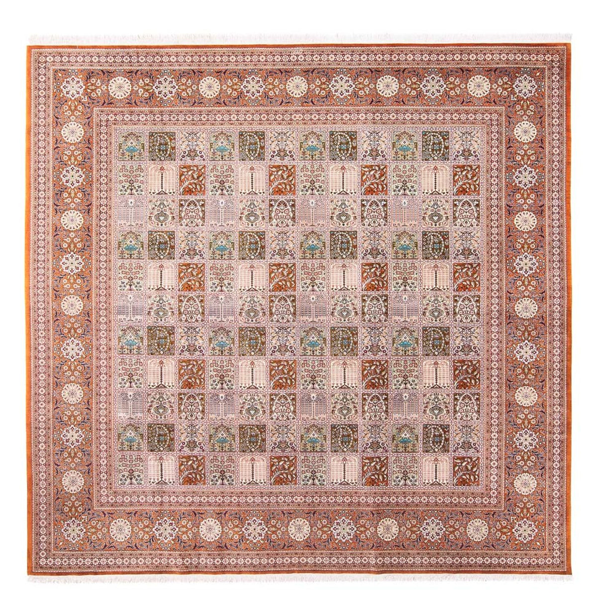 Seidenteppich - Ghom Seide - Premium quadratisch  - 250 x 250 cm - mehrfarbig