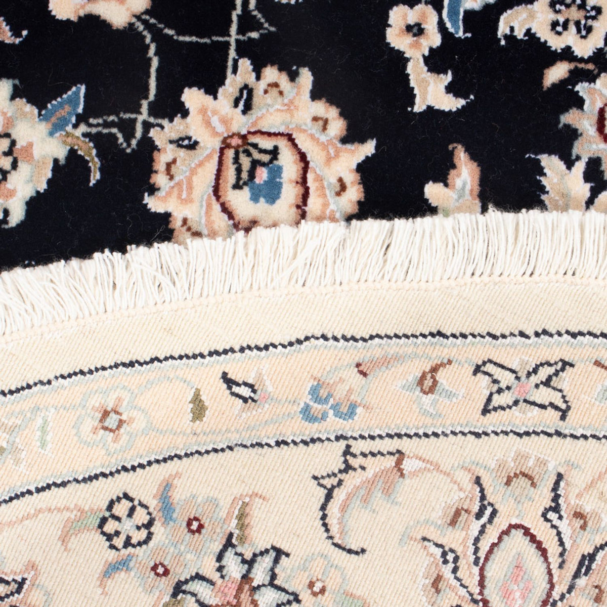 Perserteppich - Nain - Premium rund - 105 x 104 cm - dunkelblau