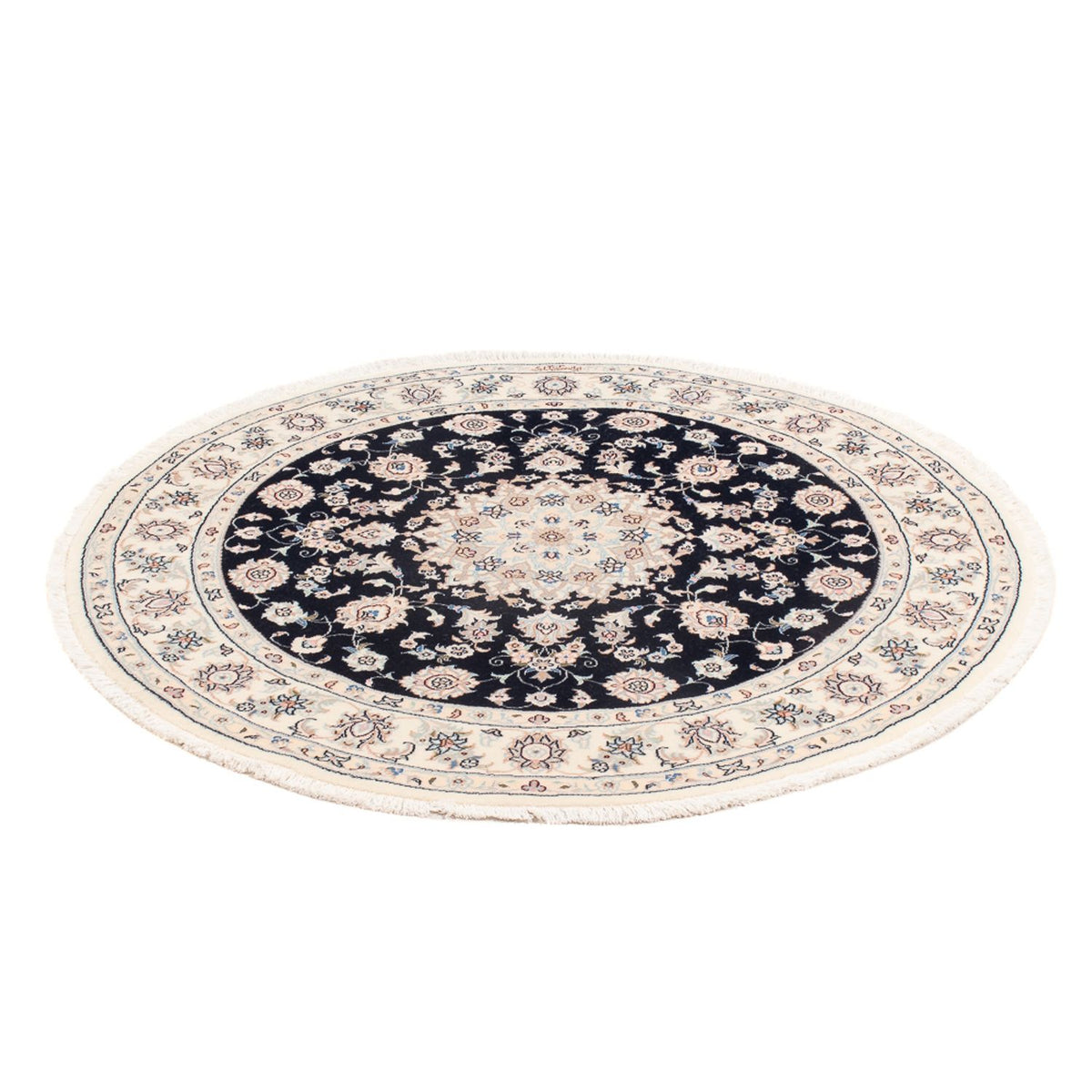 Perserteppich - Nain - Premium rund - 105 x 104 cm - dunkelblau