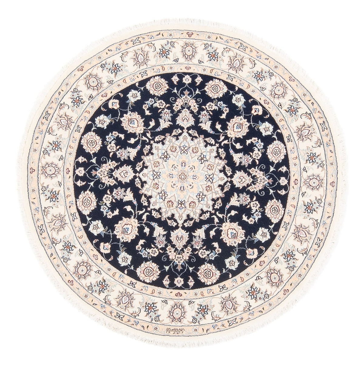 Perserteppich - Nain - Premium rund - 111 x 105 cm - dunkelblau