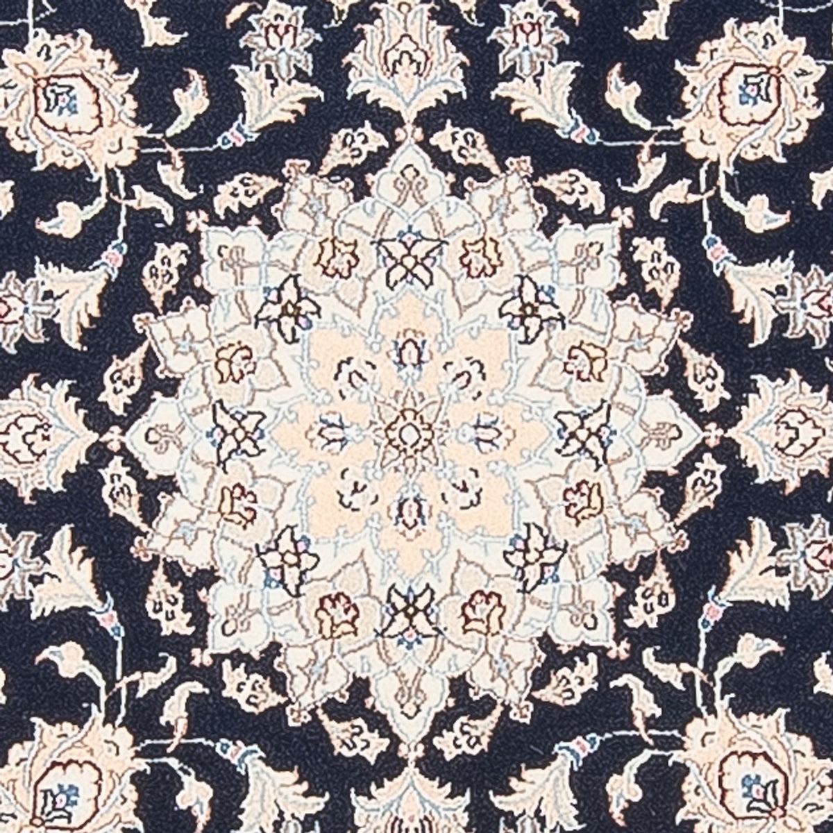 Perserteppich - Nain - Premium rund - 111 x 105 cm - dunkelblau