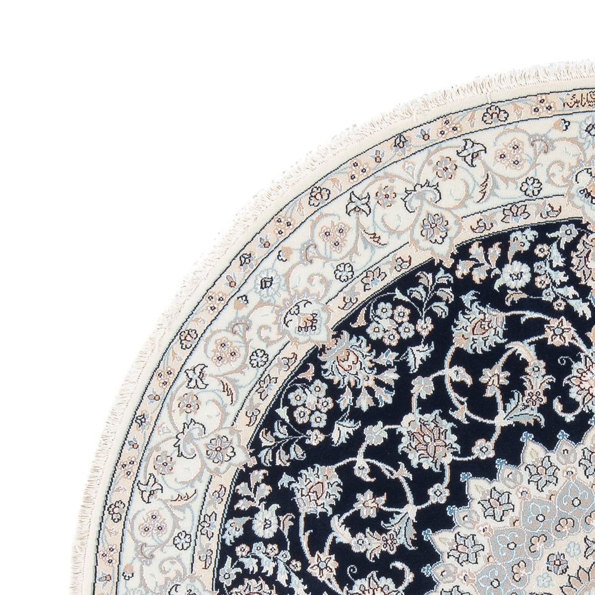 Perserteppich - Nain - Premium rund - 150 x 150 cm - dunkelblau