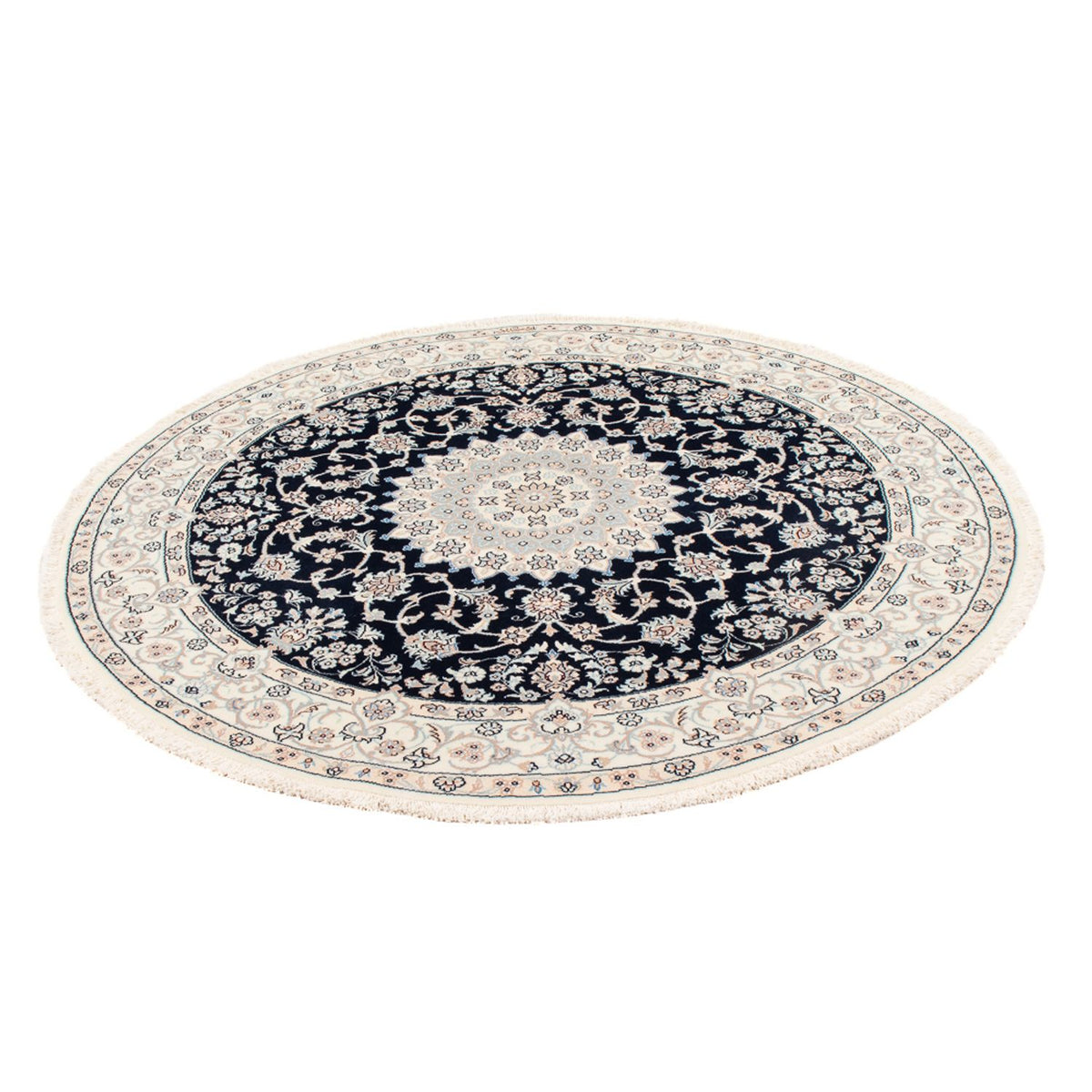 Perserteppich - Nain - Premium rund - 150 x 150 cm - dunkelblau