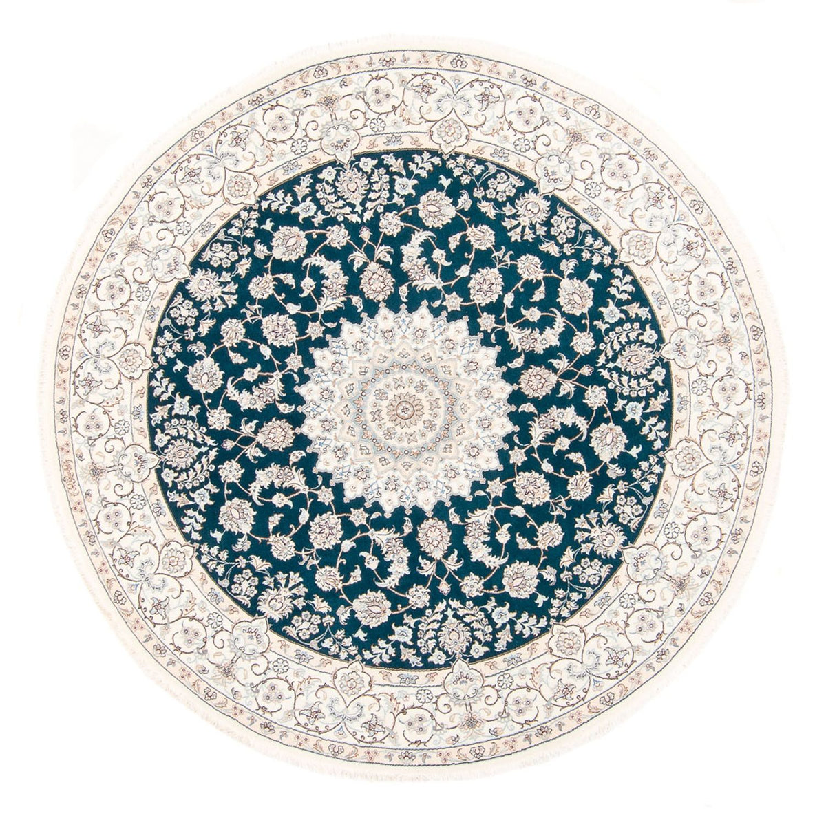 Perserteppich - Nain rund  - 200 x 200 cm - petrolblau