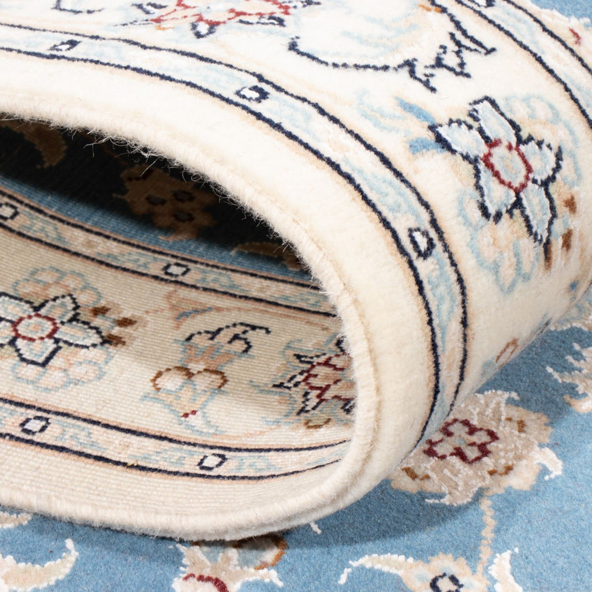 Läufer Perser - Nain - Royal - 204 x 82 cm - hellblau