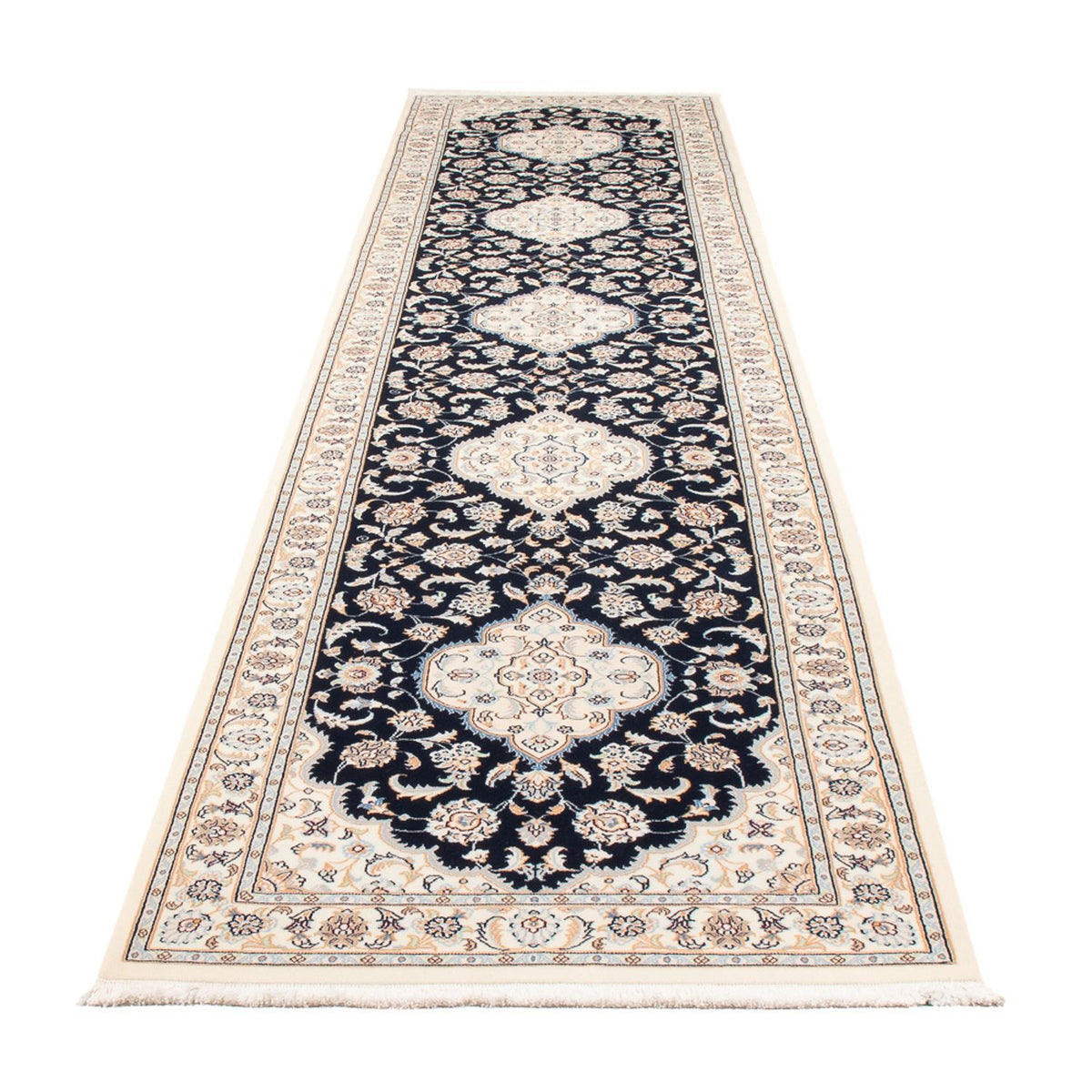 Läufer Perser - Nain - Premium - 400 x 90 cm - dunkelblau