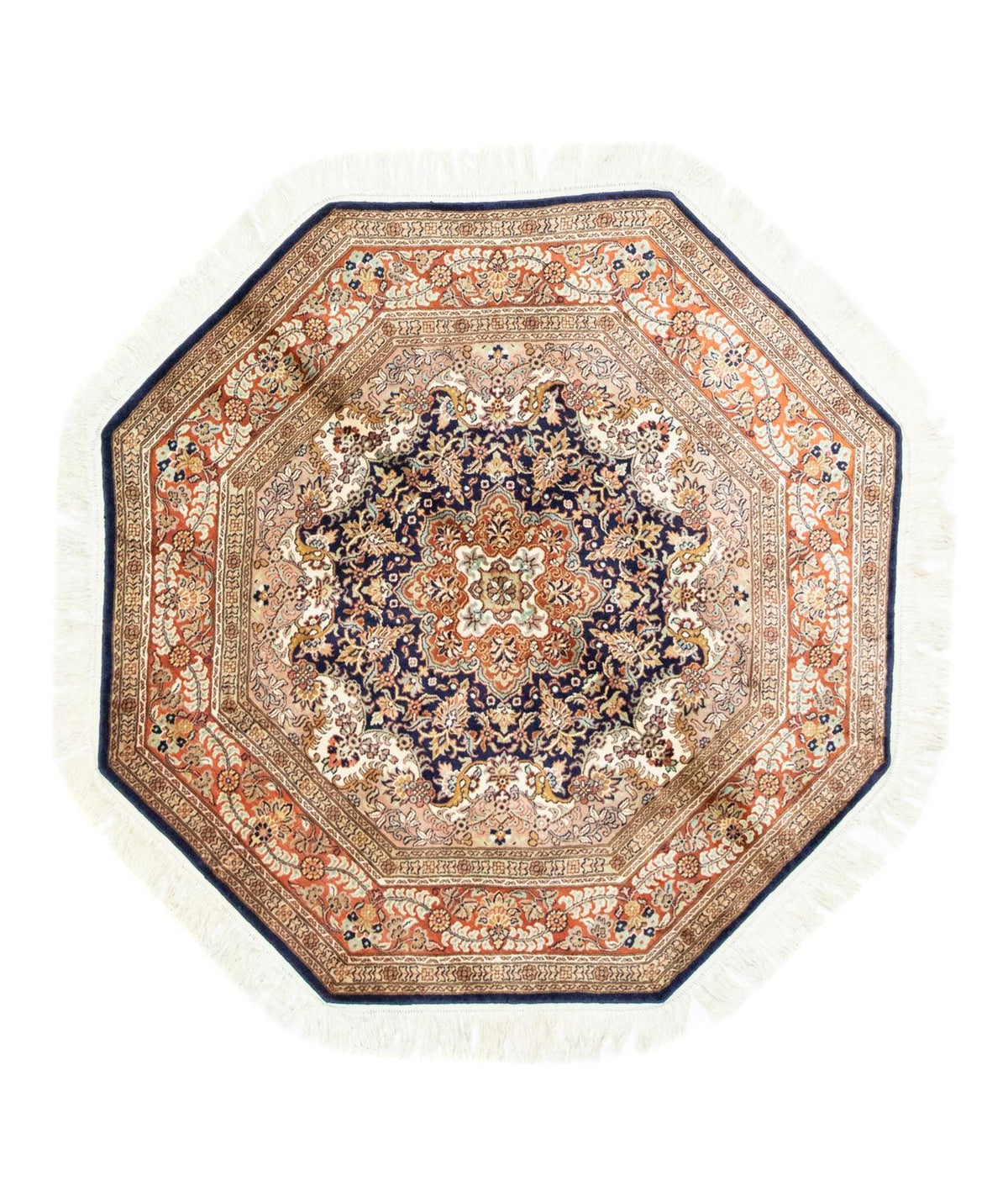 Seidenteppich - Kaschmir Seide sonderform - 127 x 125 cm - blau