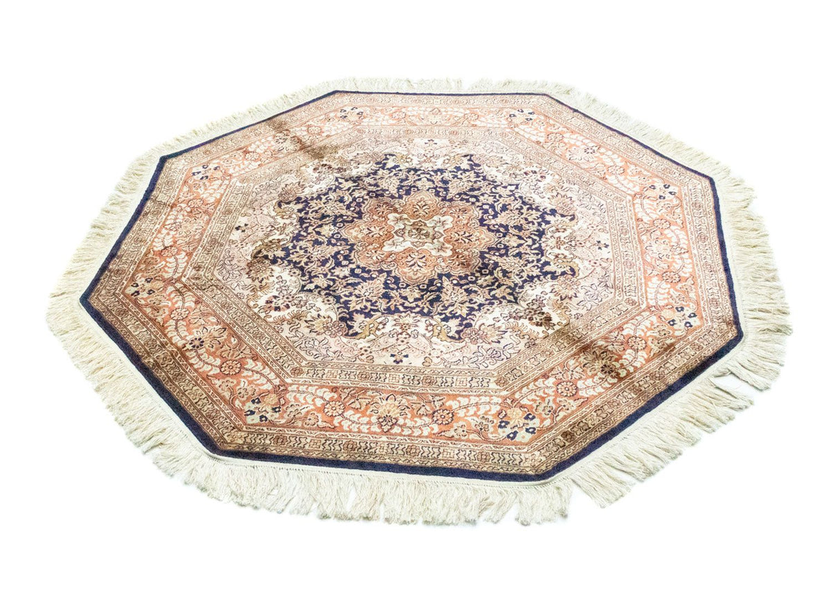 Seidenteppich - Kaschmir Seide sonderform - 127 x 125 cm - blau