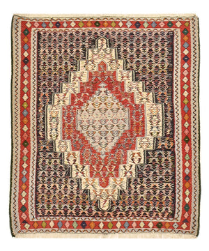 Kelim Teppich - Oriental quadratisch  - 147 x 130 cm - rot