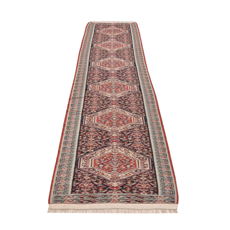 Läufer Kelim - Oriental - 395 x 85 cm - dunkelbeige