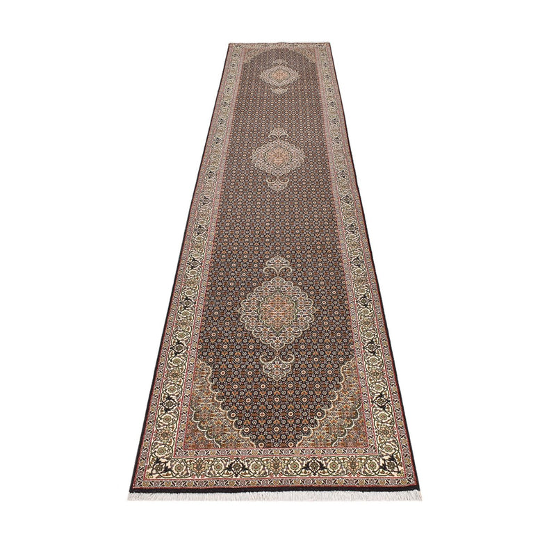 Läufer Perser - Täbriz - Royal - 390 x 82 cm - dunkelbeige