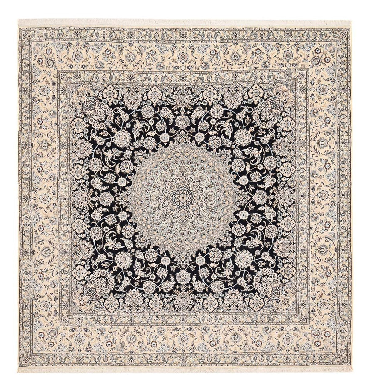 Perserteppich - Nain - Royal quadratisch - 310 x 305 cm - dunkelblau